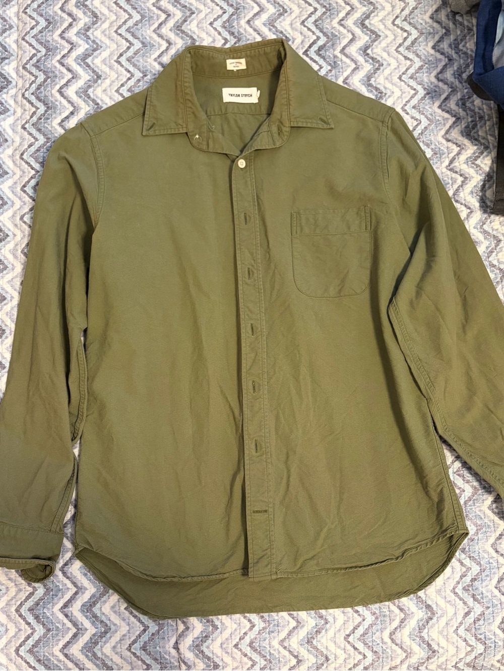 Taylor Stitch “The Jack” Button-Down Shirt in Olive Green